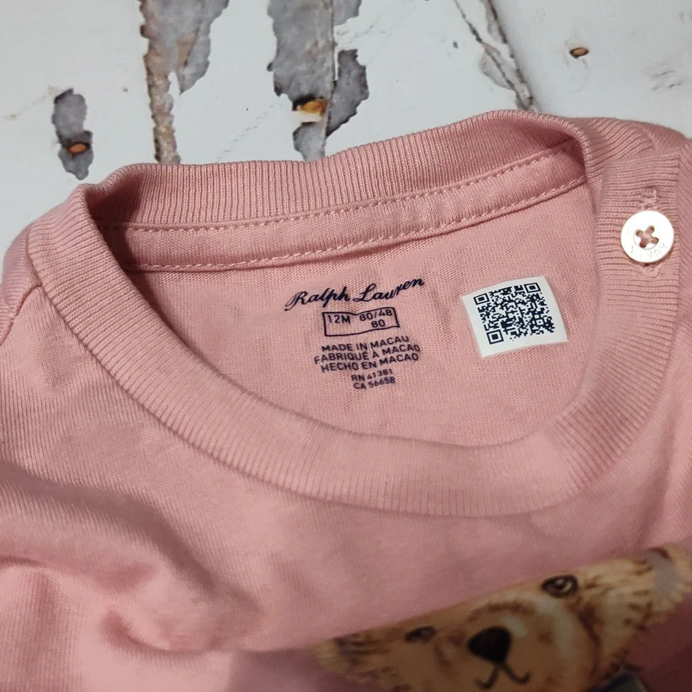 Ralph Lauren bear polo pink dress 12m